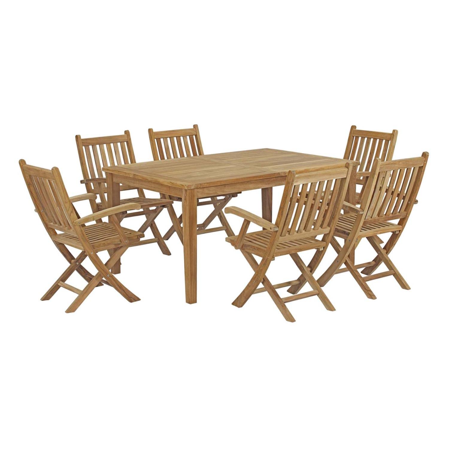 kitchen and dining room sets | CasaFoyer Premium Teak Wood Outdoor Set | Marina Collection | 7 Piece Patio Dining Set | All-Weather Cushions | Modern Design | Easy Assembly | casafoyer.myshopify.com
