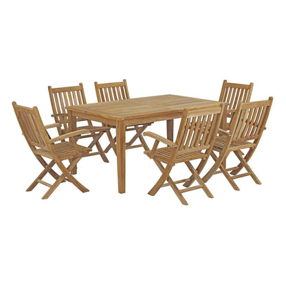 kitchen and dining room sets | CasaFoyer Premium Teak Wood Outdoor Set | Marina Collection | 7 Piece Patio Dining Set | All-Weather Cushions | Modern Design | Easy Assembly | casafoyer.myshopify.com