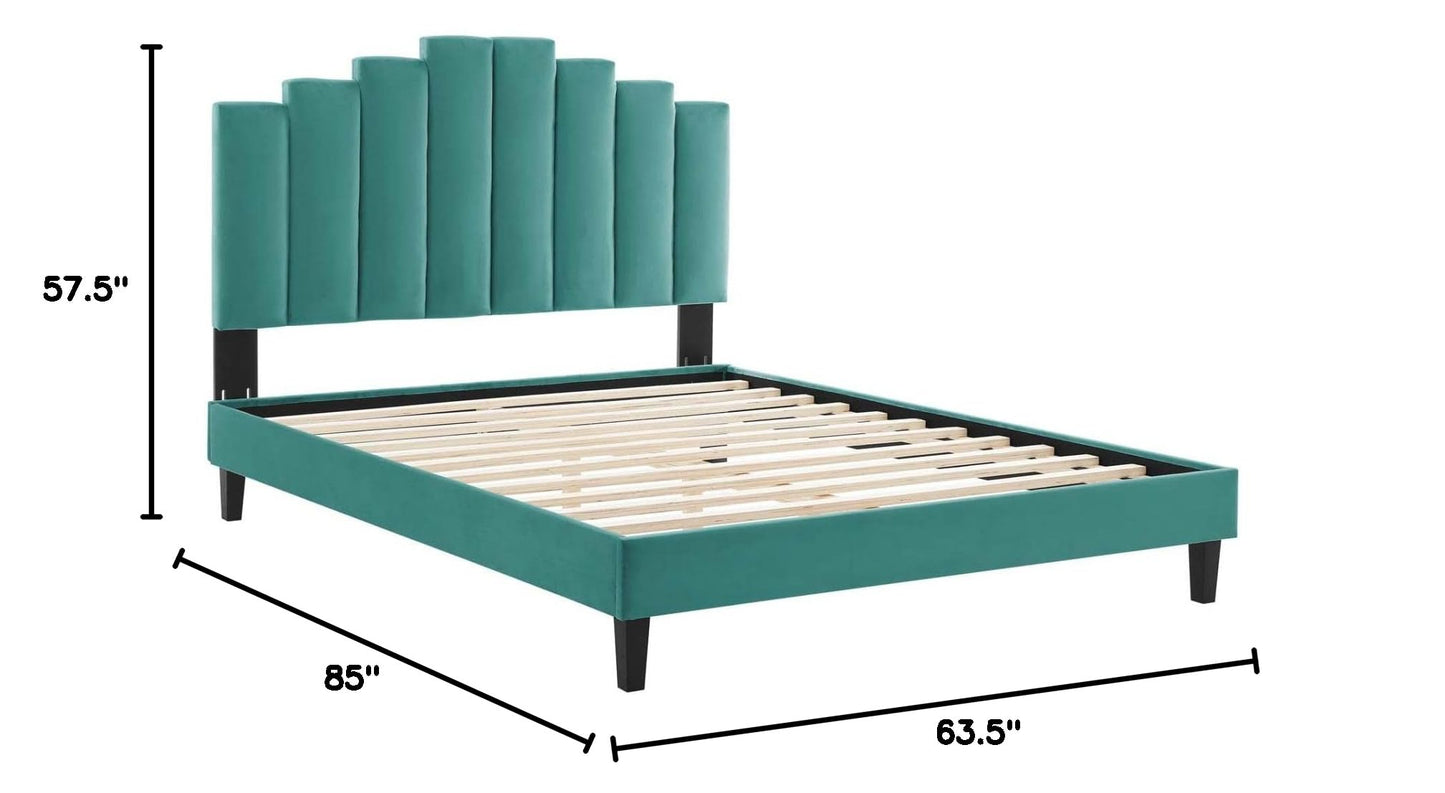 adjustable bed bases | CasaFoyer Elise Performance Velvet Queen Platform Bed | Art Deco Style | Stain-Resistant | Memory Foam Compatible | 800 lbs Weight Capacity | casafoyer.myshopify.com