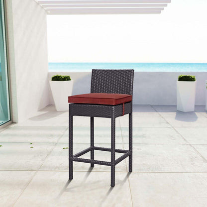 STOOL_SEATING | Convene Outdoor Bar Stool | Synthetic Rattan | Aluminum Frame | Weather-Resistant Cushions | Elevate Your Outdoor Dining Experience | casafoyer.myshopify.com