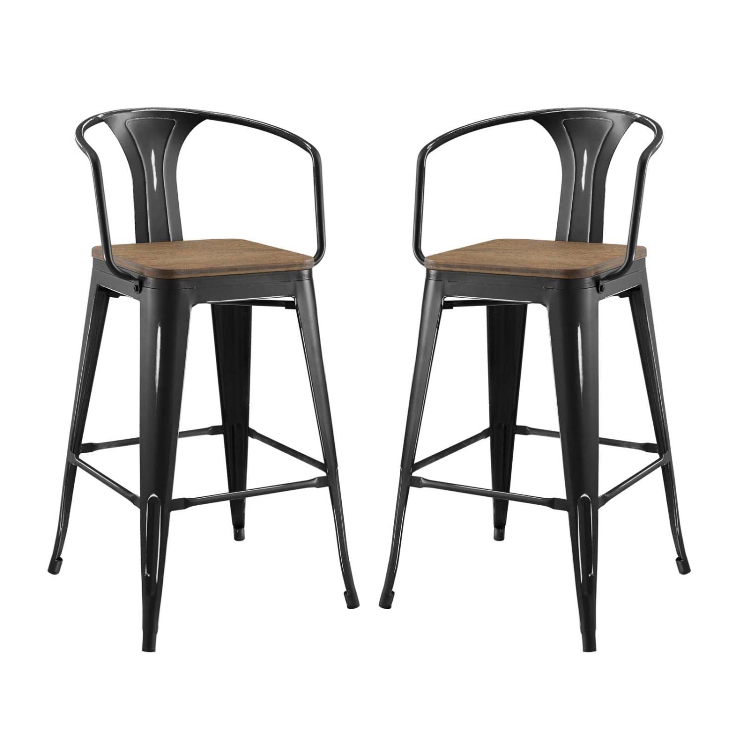 barstools | CasaFoyer Promenade Arm Bamboo & Metal Bar Stool Set | Vintage Steel Finish | Industrial Modern Design | Dynamic & Vibrant Eating & Bar Experience | casafoyer.myshopify.com