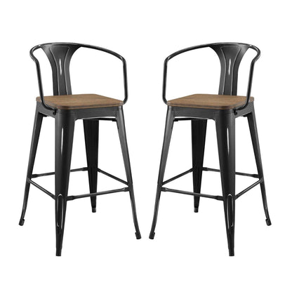 barstools | CasaFoyer Promenade Arm Bamboo & Metal Bar Stool Set | Vintage Steel Finish | Industrial Modern Design | Dynamic & Vibrant Eating & Bar Experience | casafoyer.myshopify.com