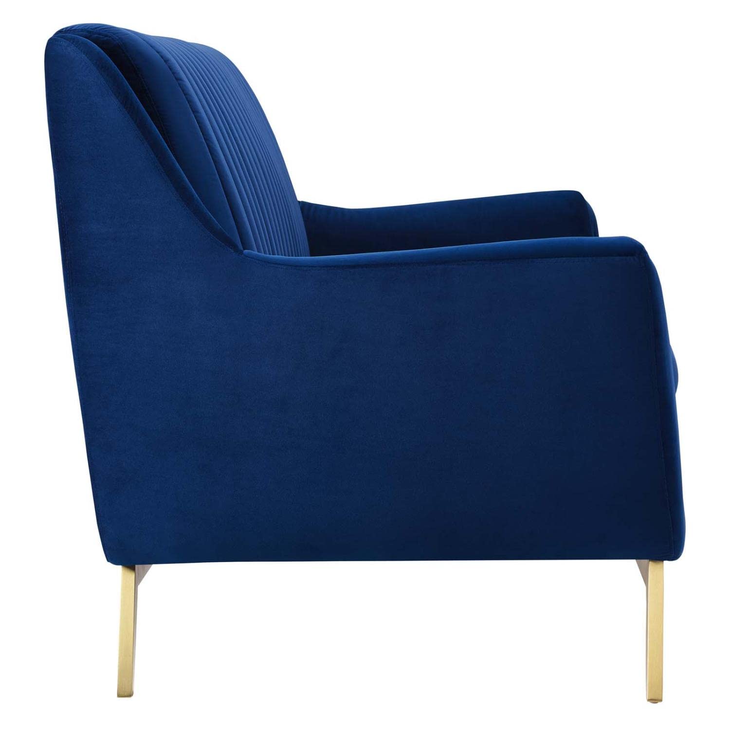 sofas | CasaFoyer Winsome Channel Tufted Performance Velvet Sofa | Vintage Charm with Modern Twist | Stain-Resistant | Comfortable & Durable | Gold Metal Detail | Flared Silhouette | Navy | casafoyer.myshopify.com