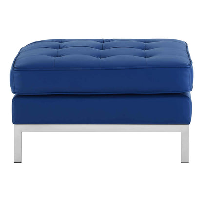 home office desk chairs | CasaFoyer Loft Tufted Button Faux Leather Ottoman | Luxurious Upholstery | Sleek Design | Stainless Steel Frame | Supports up to 300 lbs | casafoyer.myshopify.com