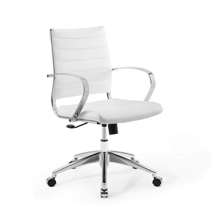 home office desk chairs | CasaFoyer Jive Mid Back Office Chair | Stylish & Comfortable | Faux Leather Back | Padded Seat Cushion | 90-Degree Wrist Angling Armrests | Chrome-Plated Aluminum Base | Dual-Wheel Casters | Perfect for Modern Offices | casafoyer.myshopify.com
