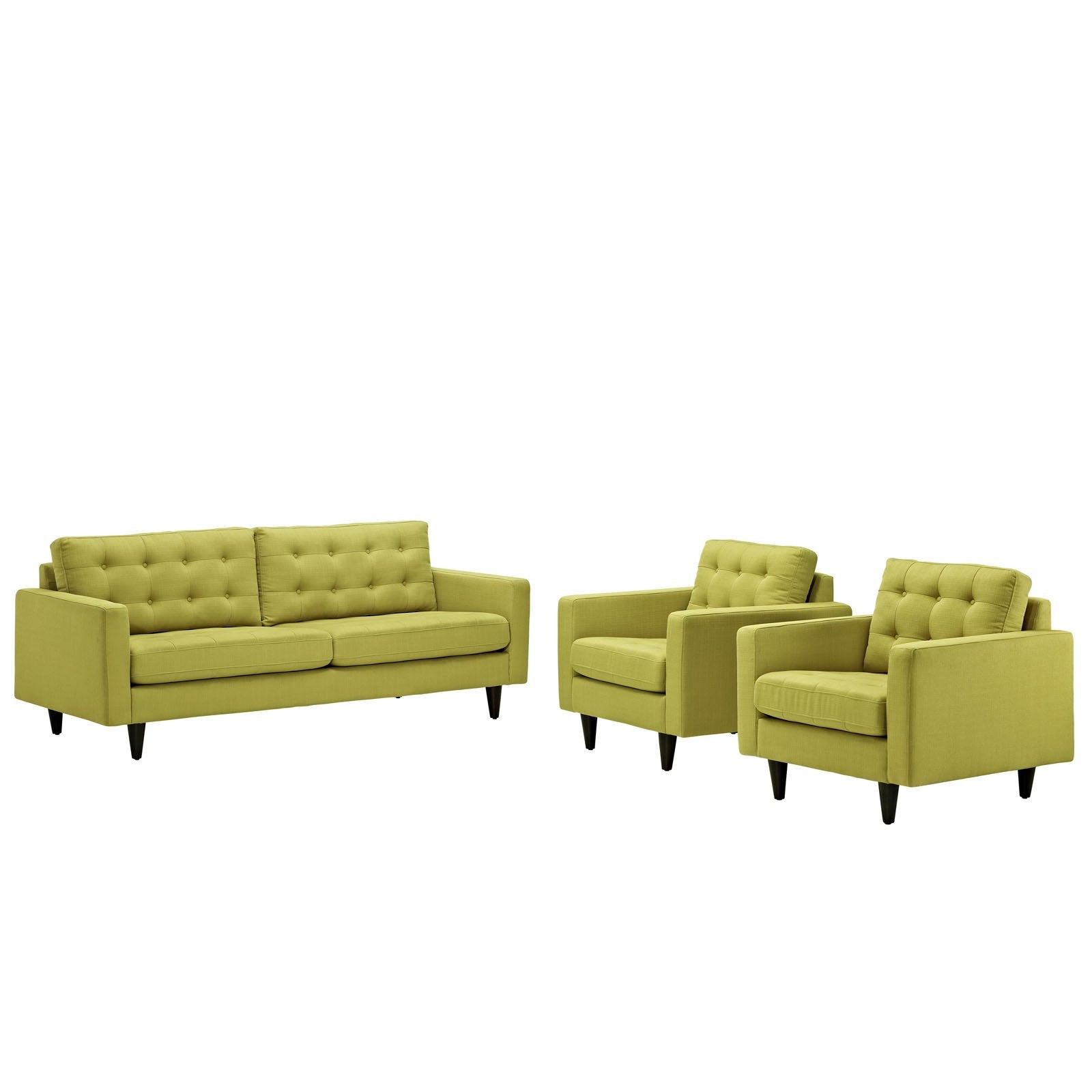 kitchen and dining room sets | CasaFoyer Empress Upholstered Sofa | Armchairs Set - Exquisite Design | Tufted Buttons | Luxurious Cushions - Wheatgrass | casafoyer.myshopify.com