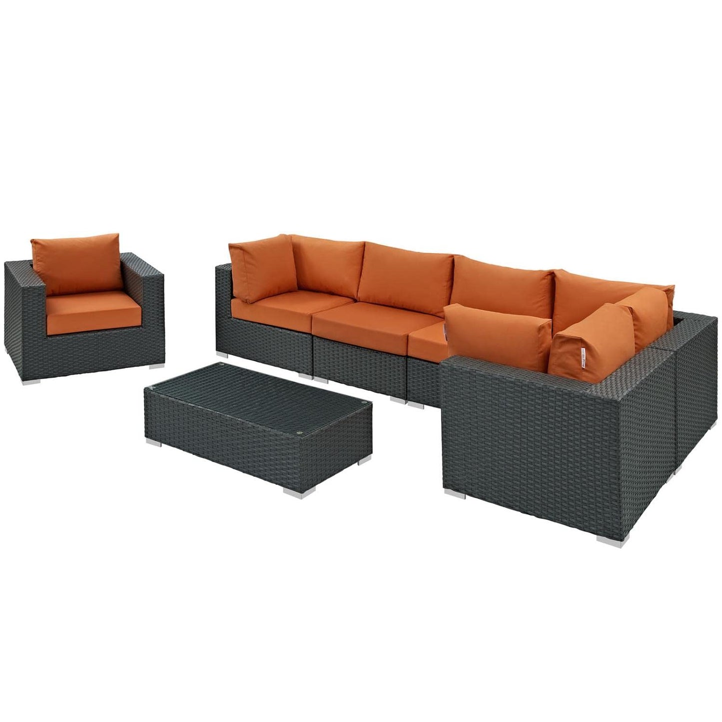 kitchen and dining room sets | CasaFoyer Sojourn Outdoor Patio Furniture Set | Sunbrella Cushions | Synthetic Rattan | UV Protection | Aluminum Frame | 7 Piece Sectional | casafoyer.myshopify.com