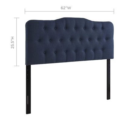 headboards | CasaFoyer  Annabel Button Tufted Linen Fabric Upholstered Queen Headboard | Tranquil Navy | Lightweight & Durable | Complete Set | casafoyer.myshopify.com