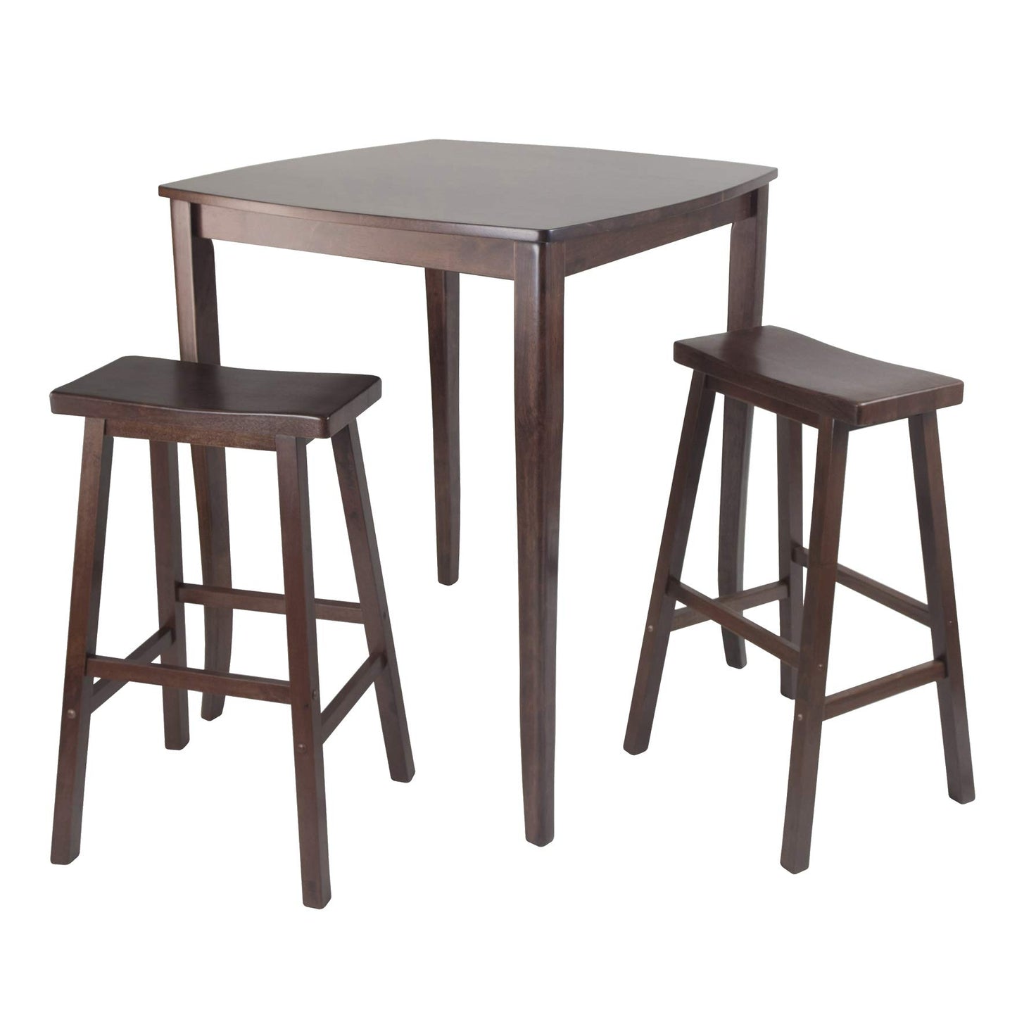 patio dining tables | CasaFoyer Inglewood High Table Set | Solid Wood | Antique Walnut Finish | Saddle Stool | Perfect for Kitchen | 33.86 W x 33.86 D x 38.9 H | 39.05 lbs | casafoyer.myshopify.com