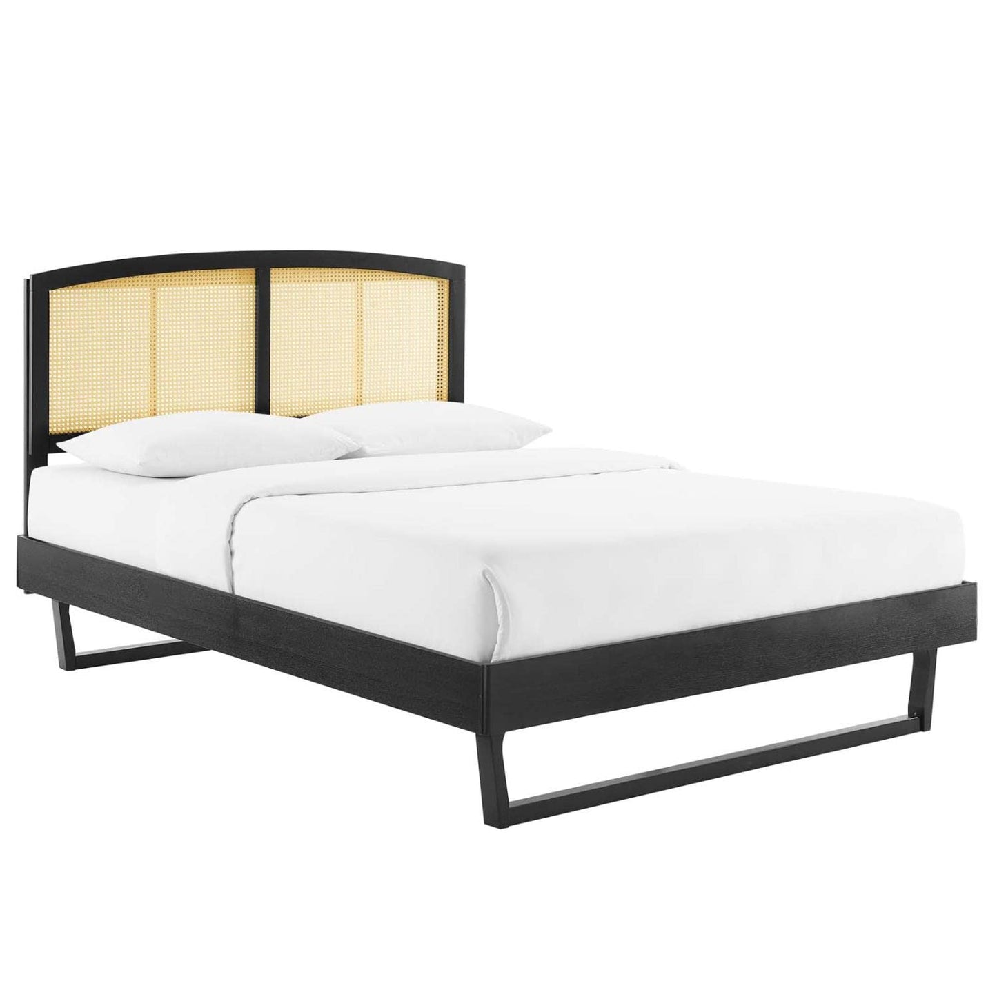 Bed | CasaFoyer Sierra Woven Cane Rattan Wood Full Platform Bed | Mid-Century Modern Design | Tropical Flair | Sturdy & Stable | No Box Spring Needed | Supports Various Mattress Types | Assembly Required | 601 lbs Weight Capacity | casafoyer.myshopify.com