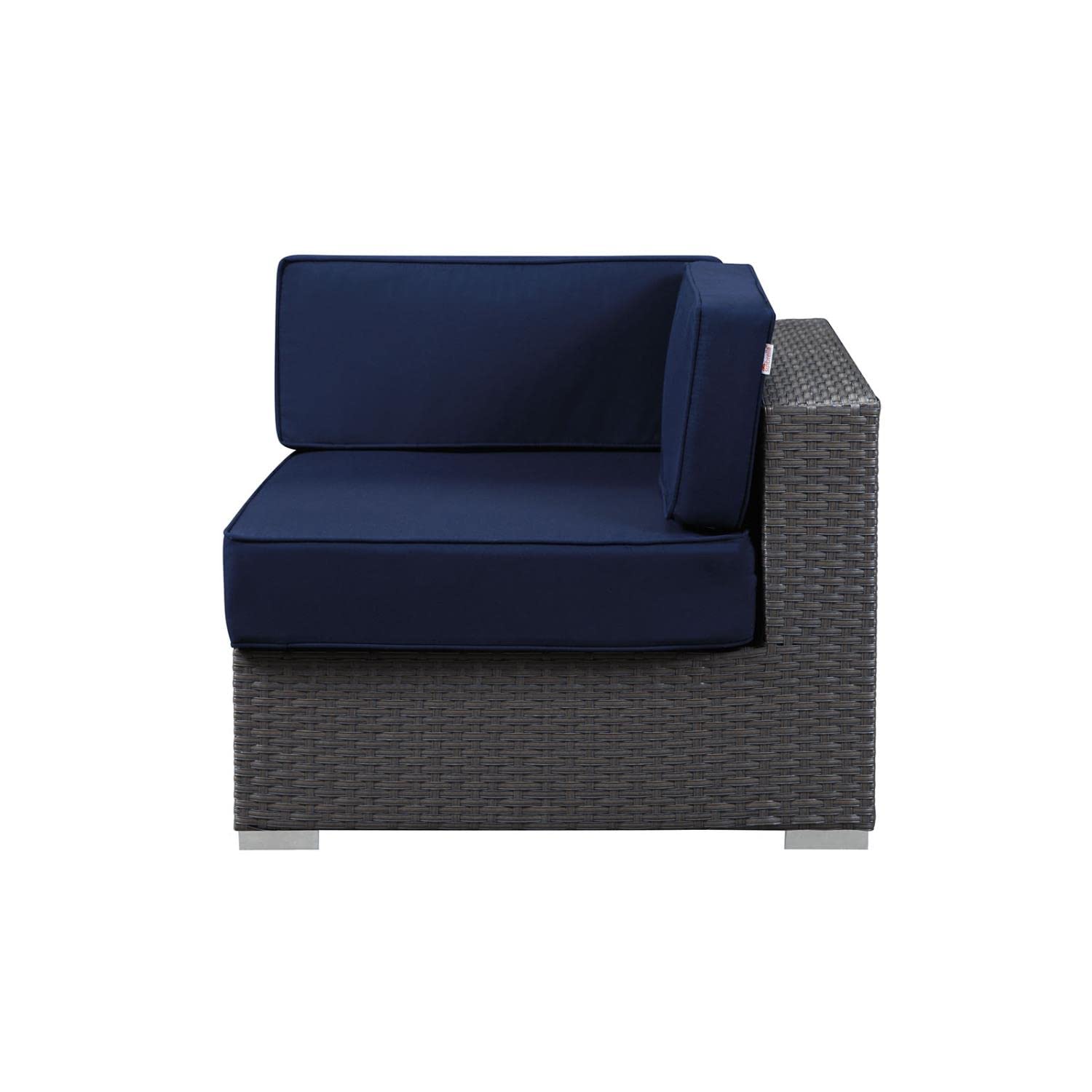 Patio Furniture Sets | Sojourn Outdoor Patio Corner Sofa Chair | Sunbrella Fabric | Synthetic Rattan | UV Protection | Aluminum Frame | casafoyer.myshopify.com