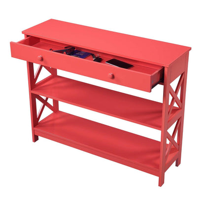 TABLE | Oxford 1 Drawer Console Table with Shelves | Ample Storage | Modern X Pattern Design | Durable Construction | Versatile & Complements Any Decor | casafoyer.myshopify.com