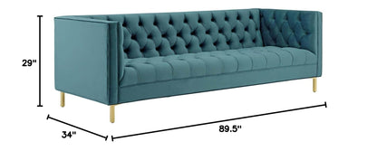 sofas | CasaFoyer Delight Tufted Button Performance Velvet Sofa | Timeless Elegance & Plush Comfort | Stain-Resistant & Luxurious Seating | Modern Aesthetic | Gold Stainless Steel Legs | Built to Last | casafoyer.myshopify.com