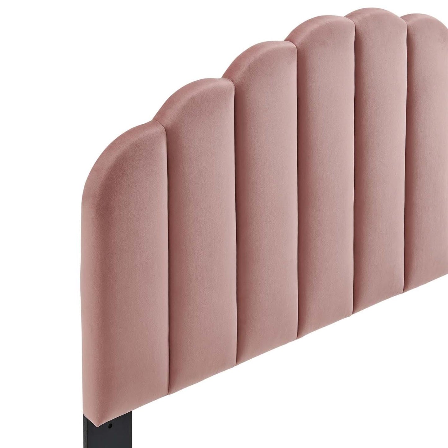 headboards | CasaFoyer Veronique Channel Tufted Scalloped Performance Velvet Full/Queen Headboard | Dusty Rose | casafoyer.myshopify.com