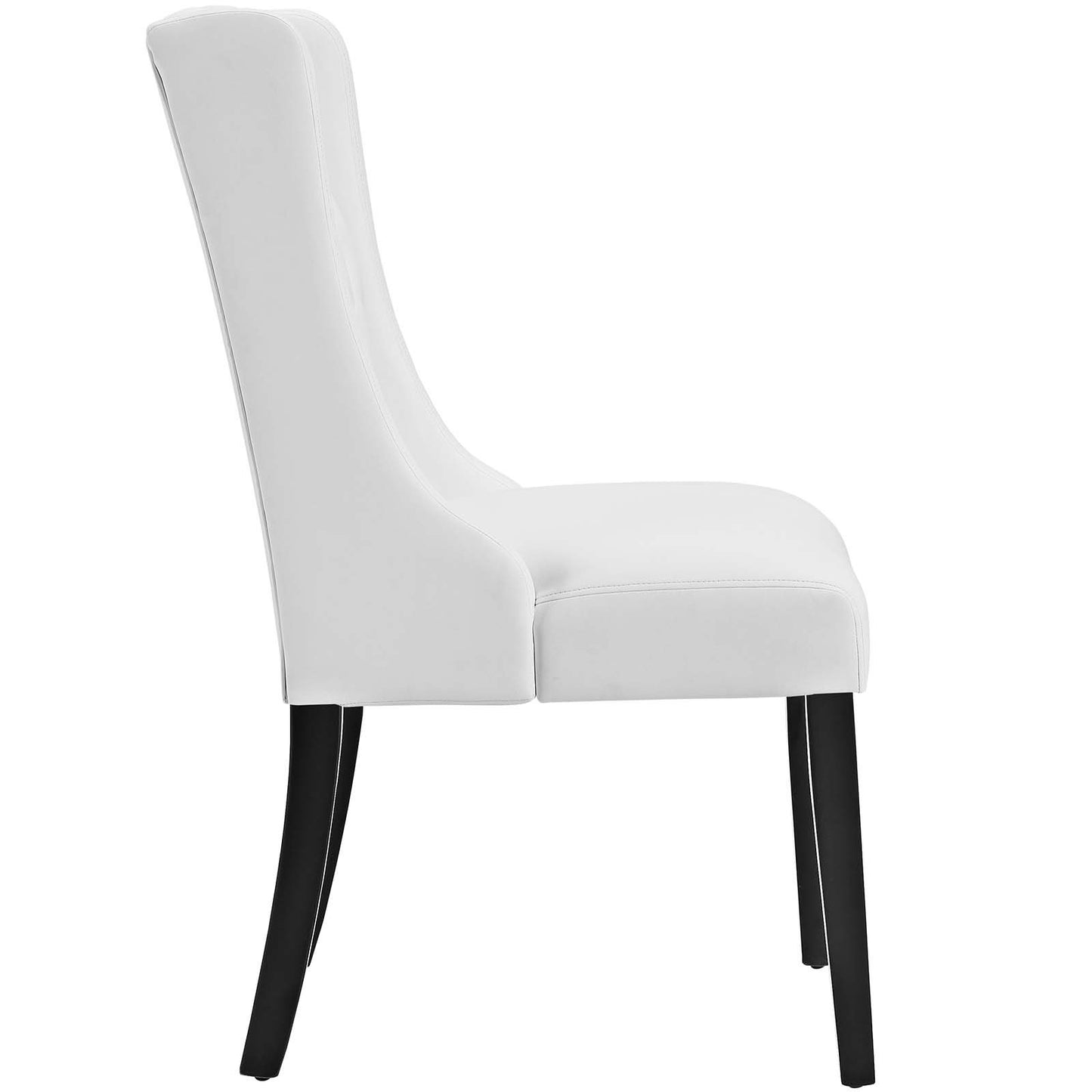 home office desk chairs | CasaFoyer Baronet Button Tufted Dining Chair | Exquisite Design | Premium Vinyl Upholstery | Solid Wood Frame | White | casafoyer.myshopify.com