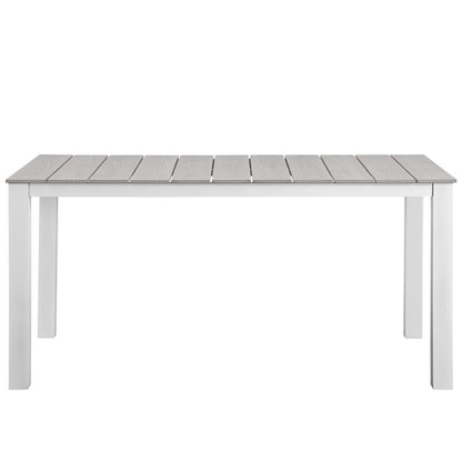 Dining Table | Maine Outdoor Patio 63 Dining Table | Synthetic Wood Grain Plank Boards | Powder-Coated Aluminum Frame | Natural Charm | Al Fresco Dining | Modern Design | casafoyer.myshopify.com