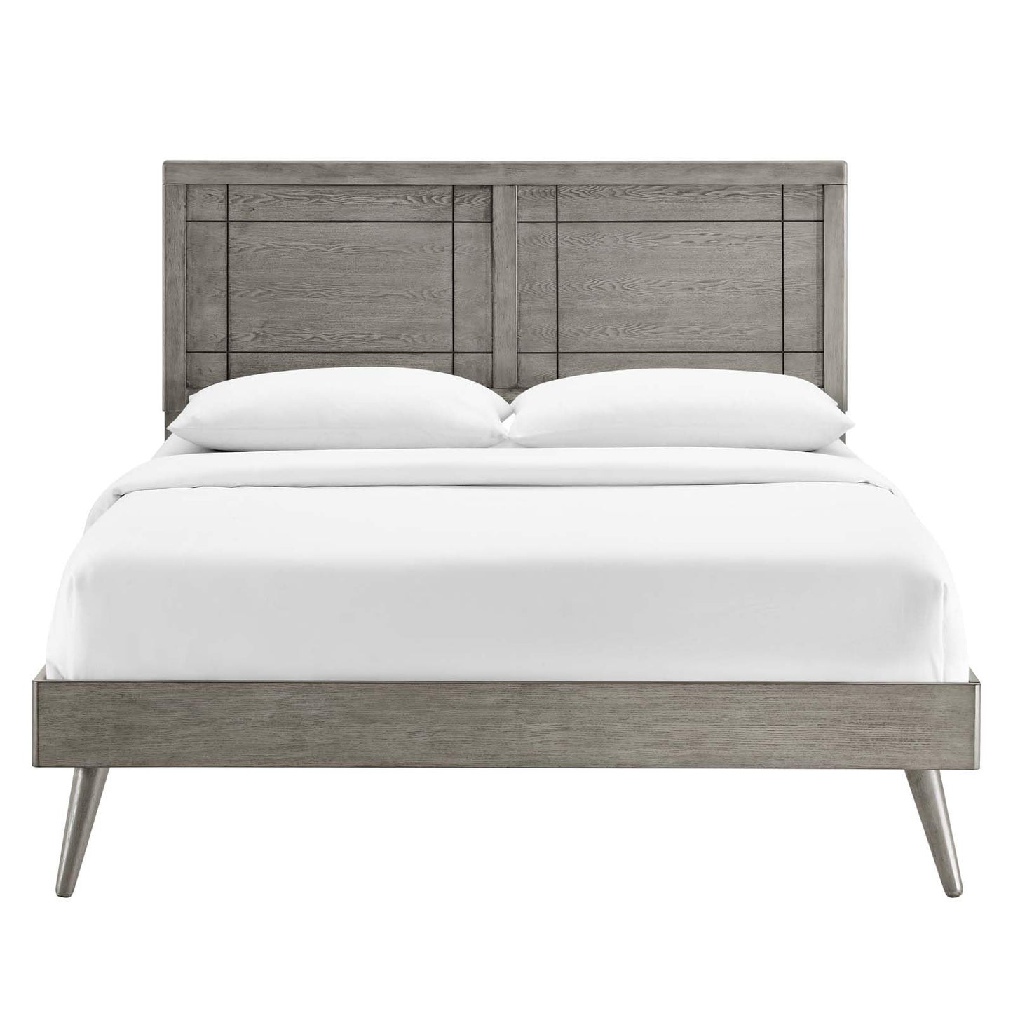 adjustable bed bases | CasaFoyer Marlee Wood King Platform Bed | Modern Design with Retro Touch | Window Pane Headboard | Sturdy & Durable | No Box Spring Needed | Accommodates Various Mattresses | Easy Assembly | Gray | casafoyer.myshopify.com