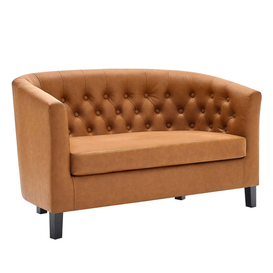 sofas | CasaFoyer Luxury Chesterfield Design Loveseat | Button Tufting | Plush Foam Padding | High-Quality Faux Leather Upholstery | Stylish & Comfortable | Tan | casafoyer.myshopify.com