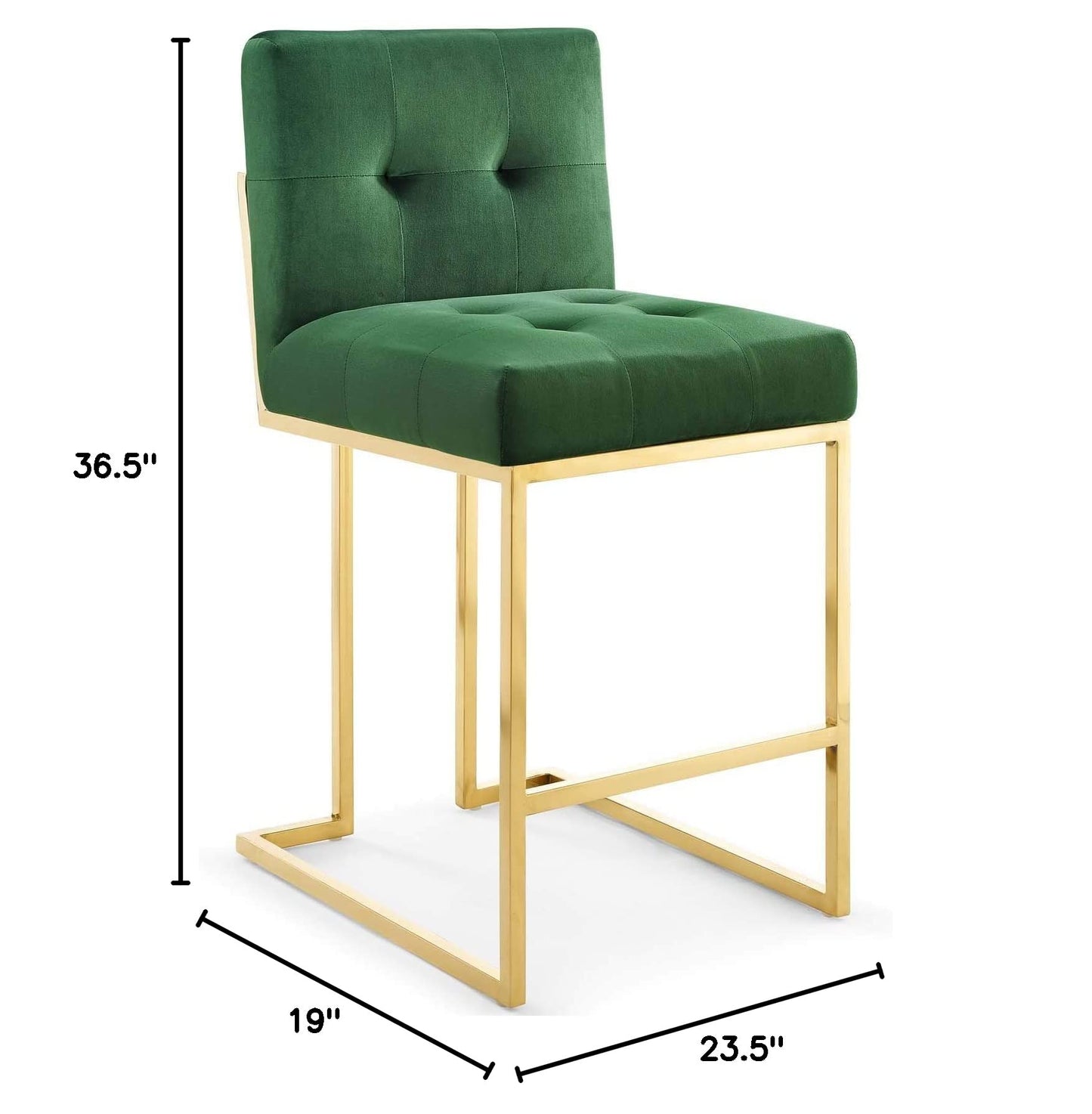 barstools | CasaFoyer Privy Gold Stainless Steel Counter Stool | Glamorous Velvet Upholstery | Sleek Modern Design | Gold Geometric Base | No Assembly Required | casafoyer.myshopify.com