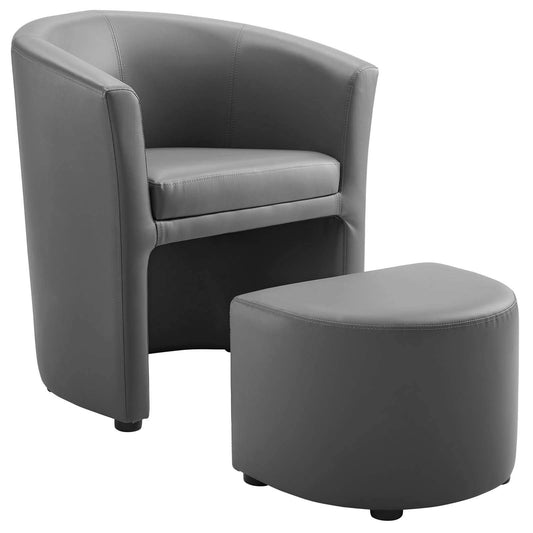 Chair | Divulge Faux Leather Armchair | Self-Storage Ottoman | Gray | Sleek & Modern Design | Dense Foam Padding | Luxurious Upholstery | Ideal for Living Room, Lounge or Reception Area | casafoyer.myshopify.com