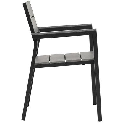 Sofa & chair Sets | Maine Outdoor Patio Dining Armchair Set of 2 | Synthetic Wood Grain Plank Boards | Powder-Coated Aluminum Frame | Ideal for Contemporary Outdoor Dining | casafoyer.myshopify.com