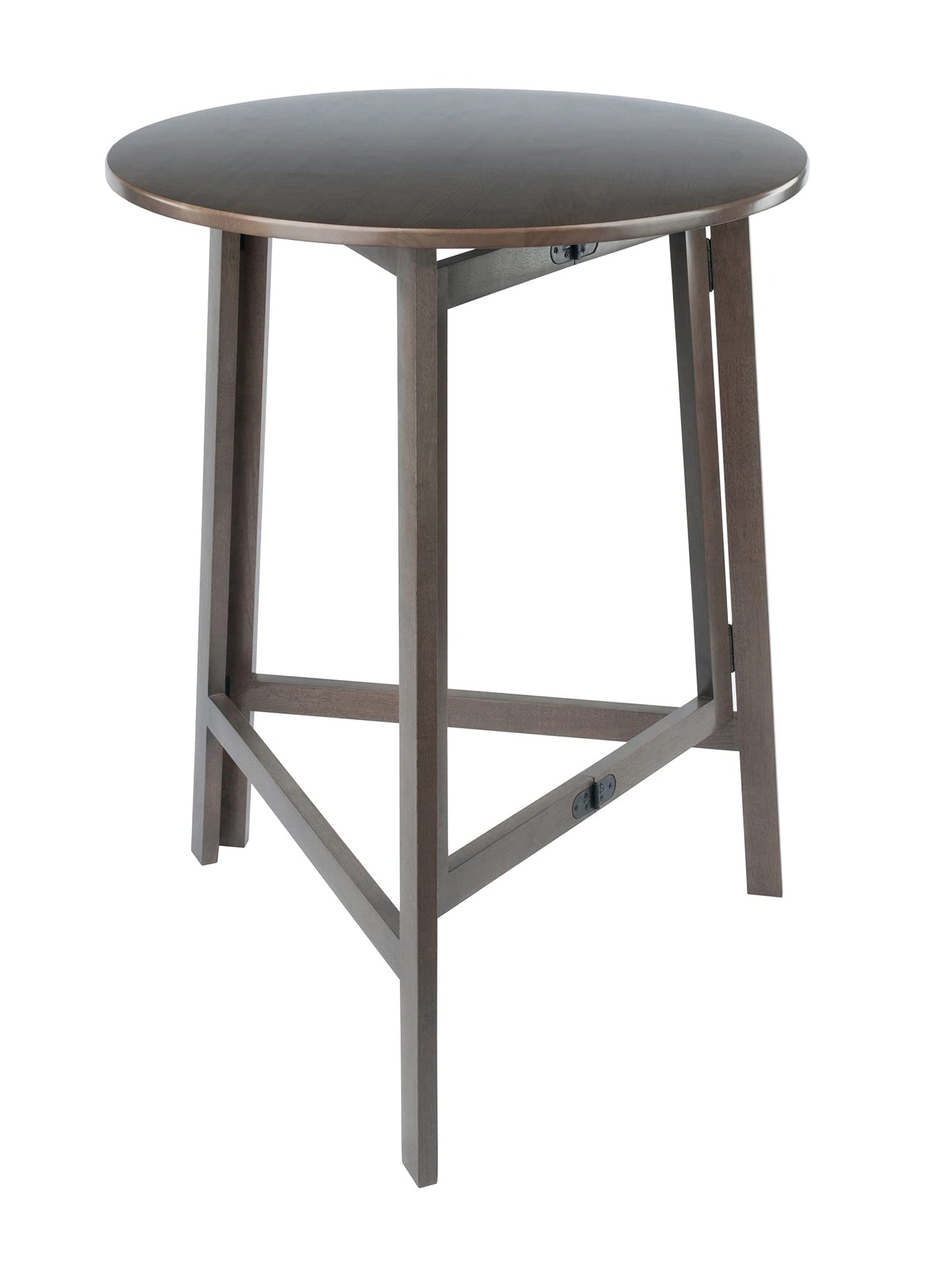 TABLE | CasaFoyer  Wood Torrence High Table | Folding Round Table | Oyster Gray Finish | 30 Diameter | Contemporary Design | Slim 3 Depth | Sturdy Solid Wood | Ideal for Small Spaces | casafoyer.myshopify.com