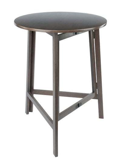 TABLE | CasaFoyer  Wood Torrence High Table | Folding Round Table | Oyster Gray Finish | 30 Diameter | Contemporary Design | Slim 3 Depth | Sturdy Solid Wood | Ideal for Small Spaces | casafoyer.myshopify.com