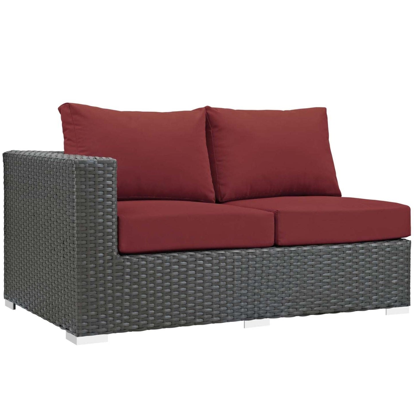 Patio Furniture Sets | Sojourn Outdoor Patio Left Arm Loveseat | Sunbrella Fabric | Synthetic Rattan | UV Protection | Aluminum Frame | Stylish & Versatile | casafoyer.myshopify.com