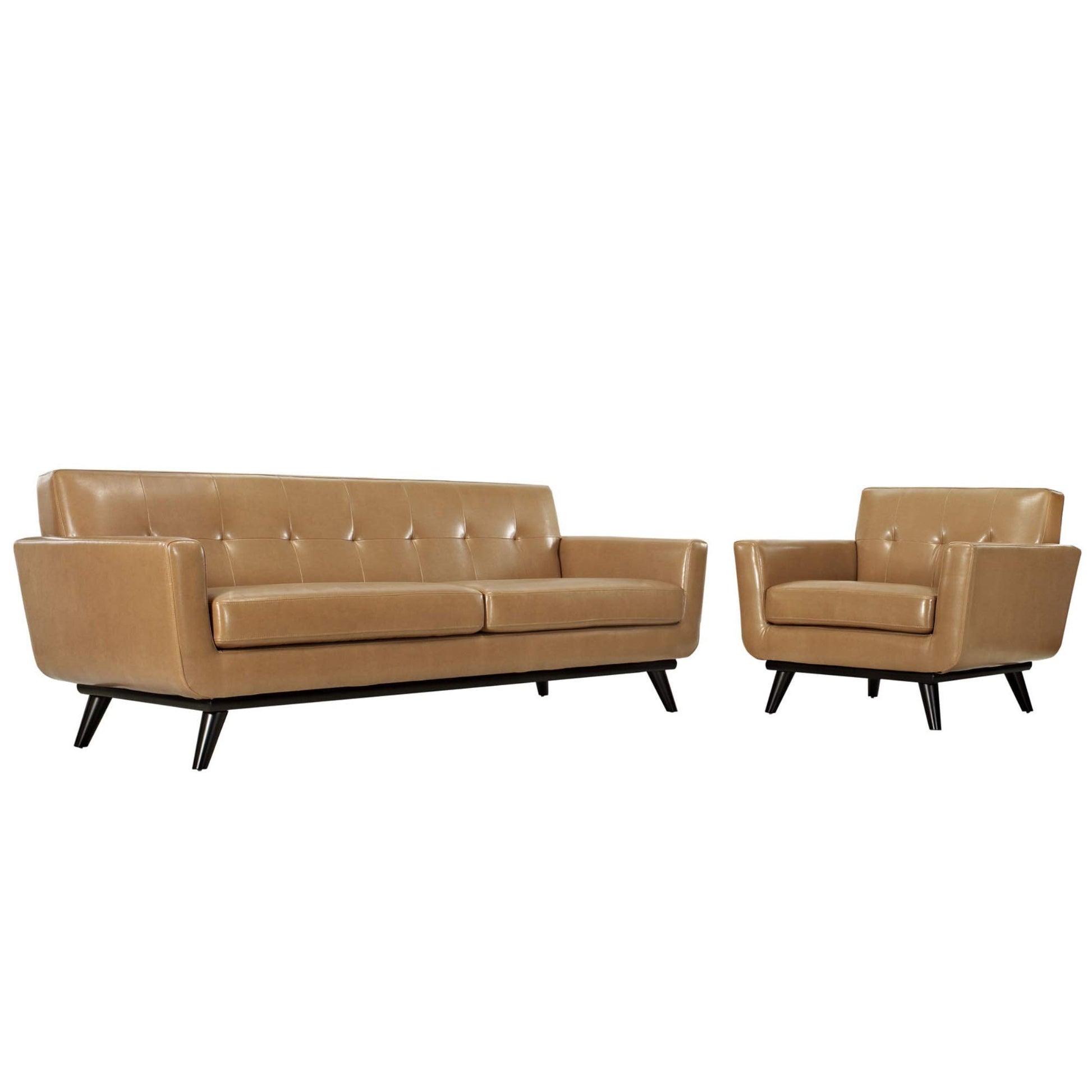 kitchen and dining room sets | CasaFoyer Engage Living Room Set | Curved Design | Dual Cushions | Button Detail | Rubberwood Frame | Premium Leather Upholstery | Includes Armchair & Sofa | casafoyer.myshopify.com