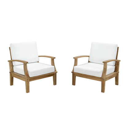 Patio Furniture Sets | Marina Teak Wood Outdoor Patio Furniture Sofa Sectional Set | Luxury, Durable, All-Weather | Includes 2 Armchairs | casafoyer.myshopify.com