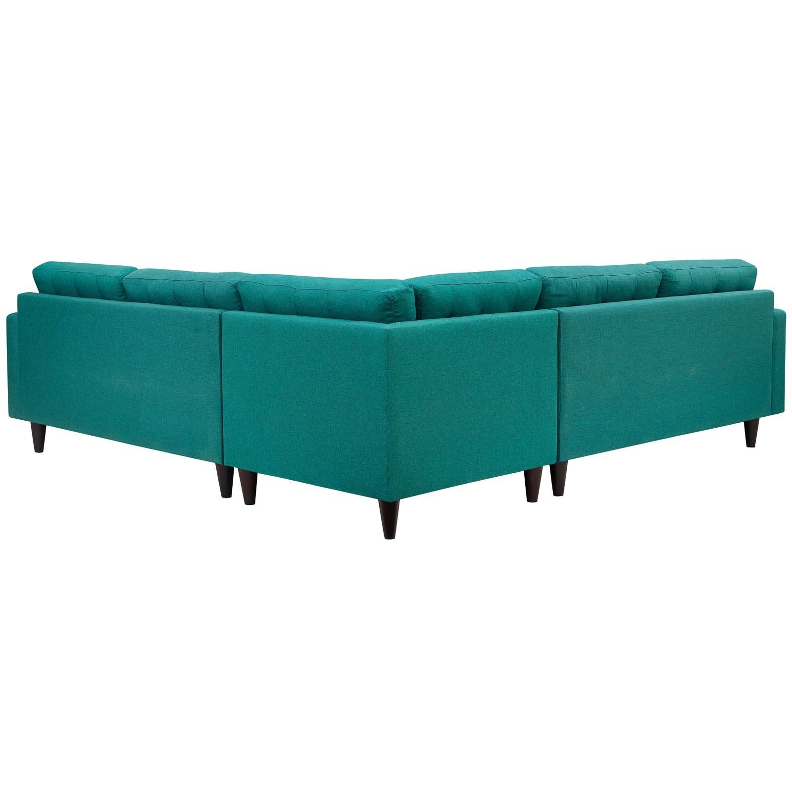kitchen and dining room sets | CasaFoyer Empress | 3-Piece Upholstered Fabric Sectional Sofa Set | Tufted Buttons | Plush Cushions | Solid Wood Legs | Teal | casafoyer.myshopify.com