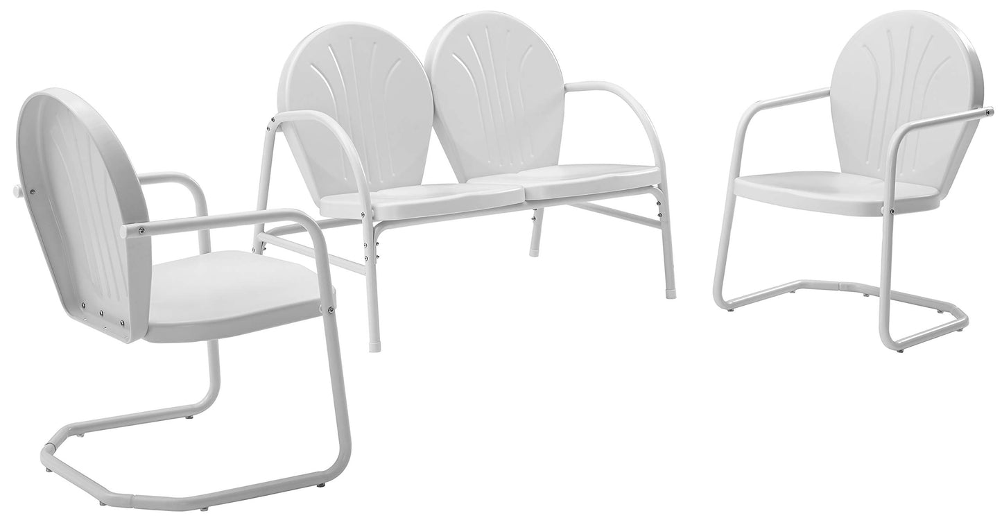 Patio Furniture Sets | Griffith Metal Outdoor Furniture Set | Ultimate Relaxation | Nostalgic Design | Durable & Weather-resistant | Loveseat & 2 Chairs | White Finish | casafoyer.myshopify.com