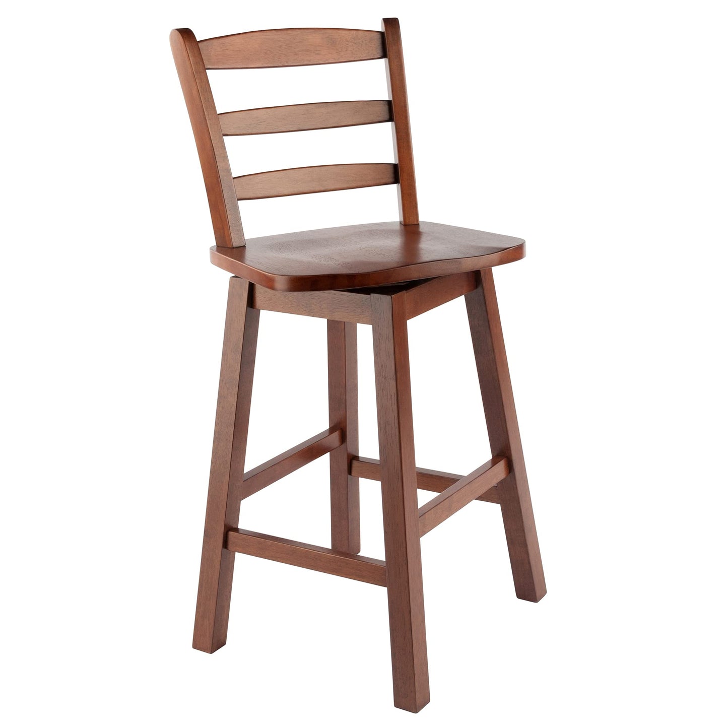 barstools | Scalera Ladder Back Swivel Counter Stool | Solid Wood | Walnut Finish | Comfortable Seat | 360-Degree Swivel | Footrests | CasaFoyer | casafoyer.myshopify.com