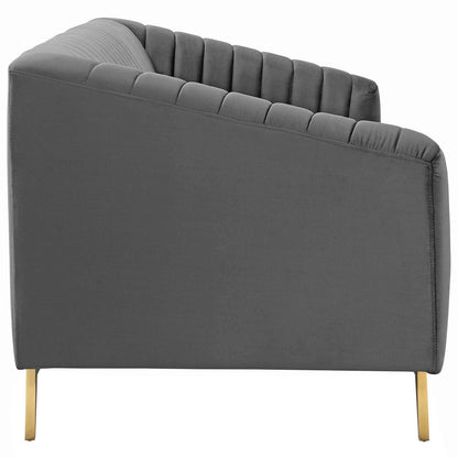 home office desk chairs | CasaFoyer Valiant Performance Velvet Sofa | Retro Modern Design | Vertical Channel Tufting | Stain-Resistant Upholstery | Luxurious Comfort | Gold Stainless Steel Legs | 900 lbs Capacity | casafoyer.myshopify.com