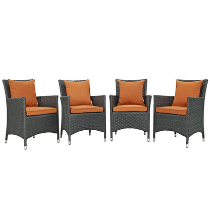 kitchen and dining room sets | CasaFoyer Sojourn Outdoor Patio Furniture Set | 4 Piece Dining Collection | Sunbrella Cushions | Synthetic Rattan Weave | UV Protection | Aluminum Frame | casafoyer.myshopify.com