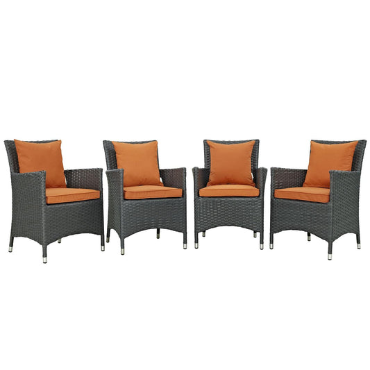 kitchen and dining room sets | CasaFoyer Sojourn Outdoor Patio Furniture Set | 4 Piece Dining Collection | Sunbrella Cushions | Synthetic Rattan Weave | UV Protection | Aluminum Frame | casafoyer.myshopify.com
