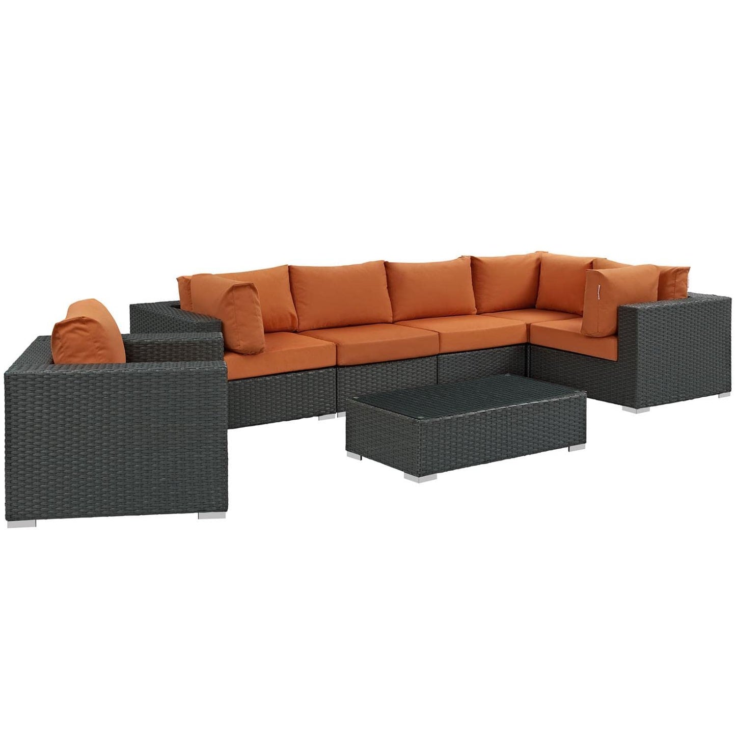 kitchen and dining room sets | CasaFoyer Sojourn Outdoor Patio Furniture Set | Sunbrella Cushions | Synthetic Rattan | UV Protection | Aluminum Frame | 7 Piece Sectional | casafoyer.myshopify.com