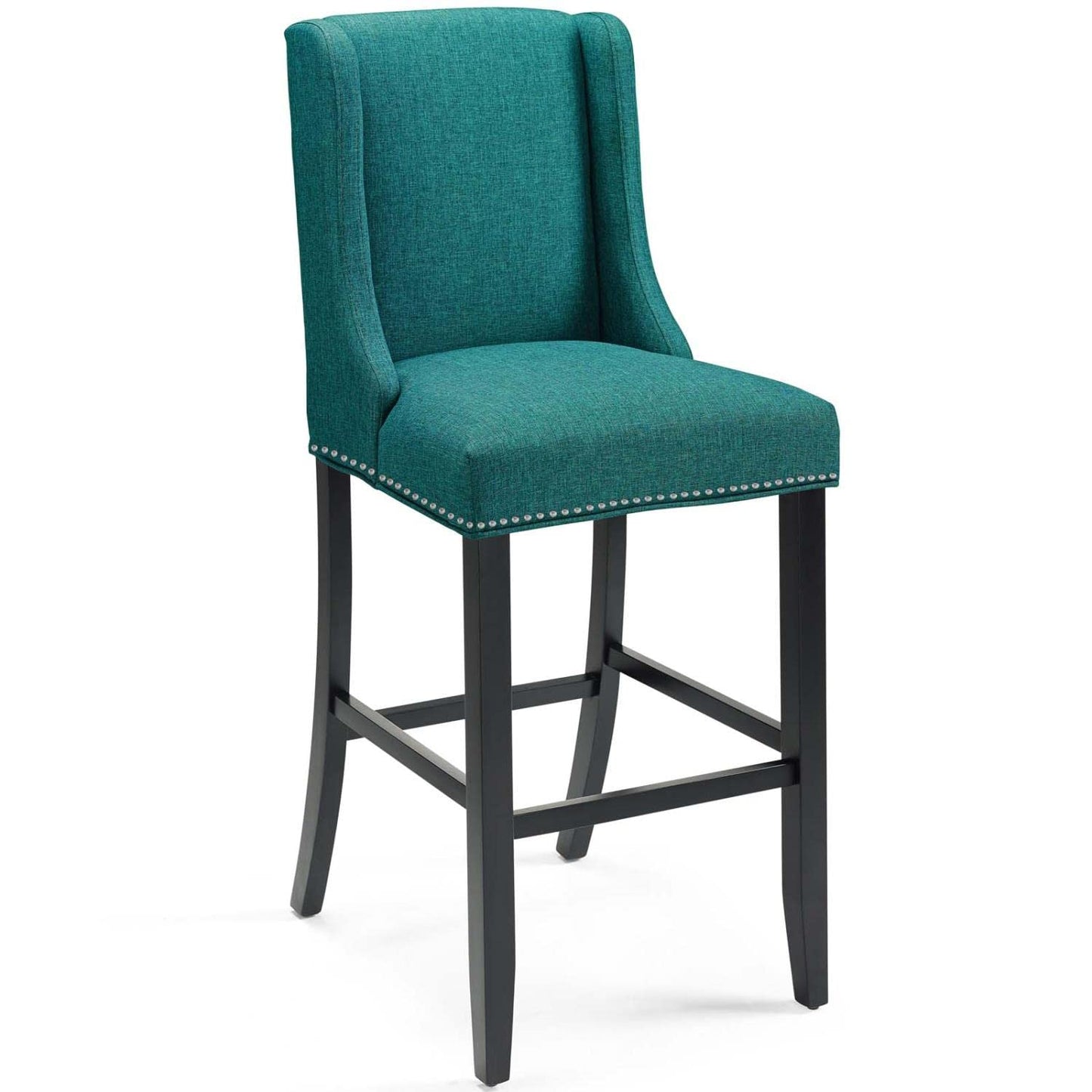 barstools | CasaFoyer Baron Upholstered Fabric Bar Stool Set of 2 | Teal | Contemporary Design | Nailhead Trim | Comfortable Foam Padding | Solid Wood Frame | 500 lbs Capacity | casafoyer.myshopify.com