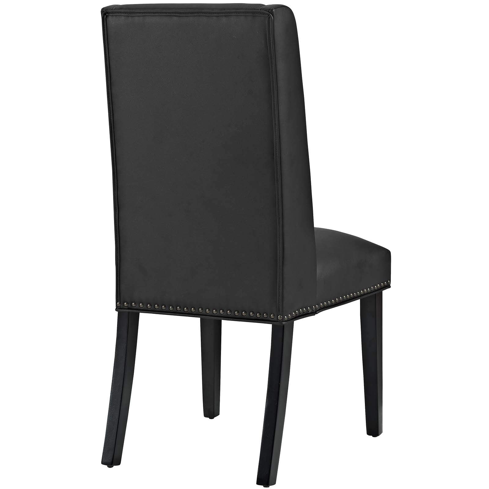 home office desk chairs | CasaFoyer Baron Dining Chair Set of 4 | Opulent Opulence | Vintage Copper Nailhead Trim | Vinyl Upholstery | Sturdy Wooden Frame | Black | casafoyer.myshopify.com