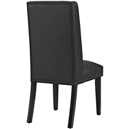 home office desk chairs | CasaFoyer Baron Dining Chair Set of 4 | Opulent Opulence | Vintage Copper Nailhead Trim | Vinyl Upholstery | Sturdy Wooden Frame | Black | casafoyer.myshopify.com