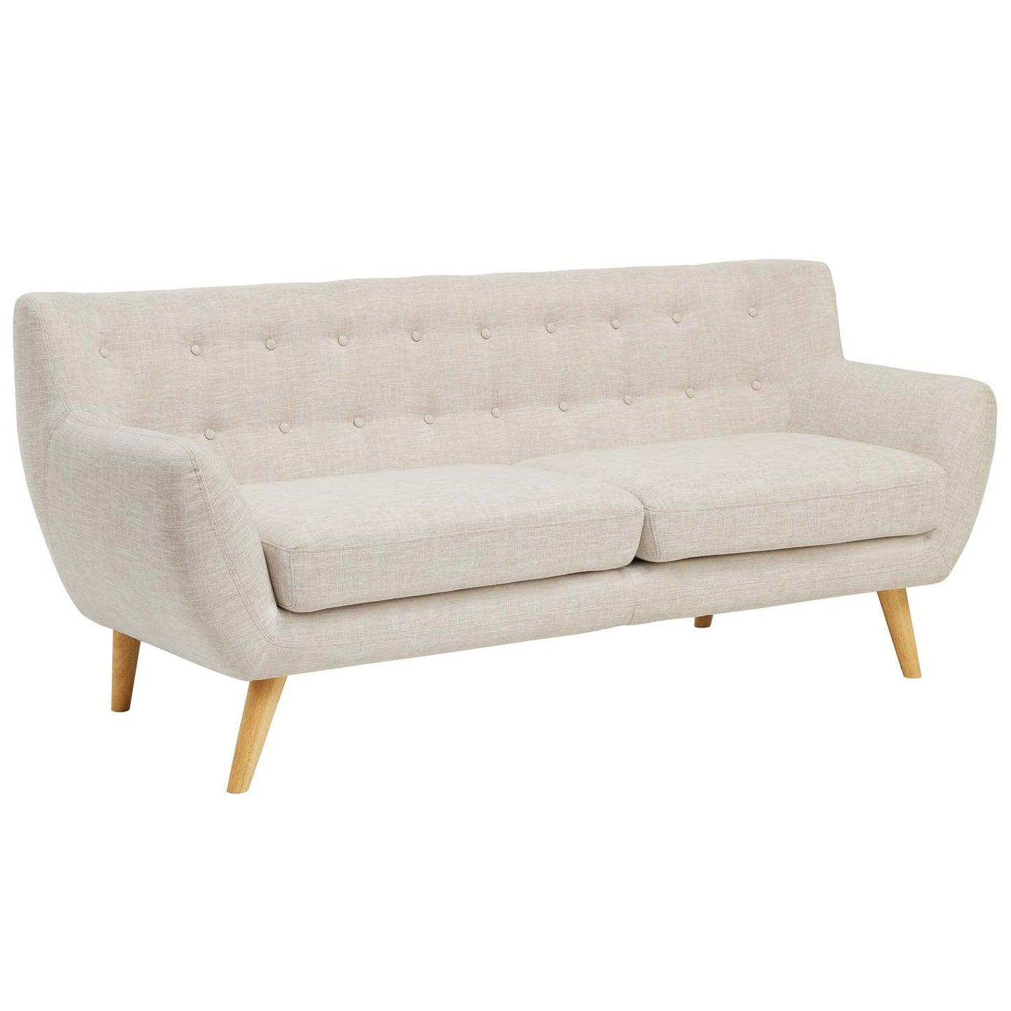 sofas | Remark Sofa | Exquisite Mid-Century Modern Loveseat | Plush Cushions | Organic Design | Beige Upholstery | Solid Wood Legs | Perfect for Contemporary Living Rooms & Lounge Areas | casafoyer.myshopify.com