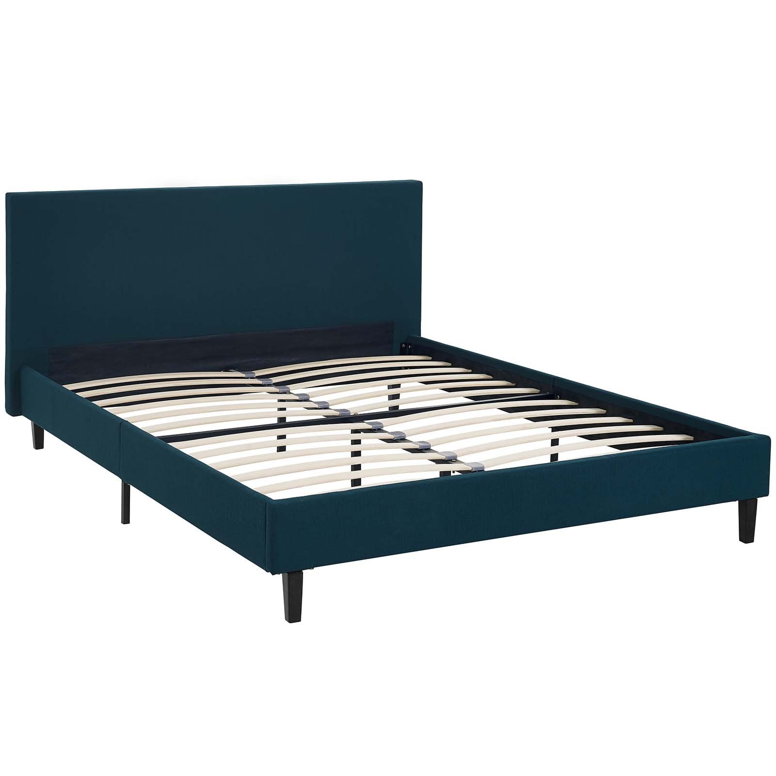 bed frames | CasaFoyer Anya Platform Bed | Trendy Avant-Garde Design | Upholstered Polyester Fabric | Solid Wood Legs | Slatted Wood Support System | Accommodates Various Mattress Types | Maximum Stability | Weight Capacity 1300 lbs | casafoyer.myshopify.com