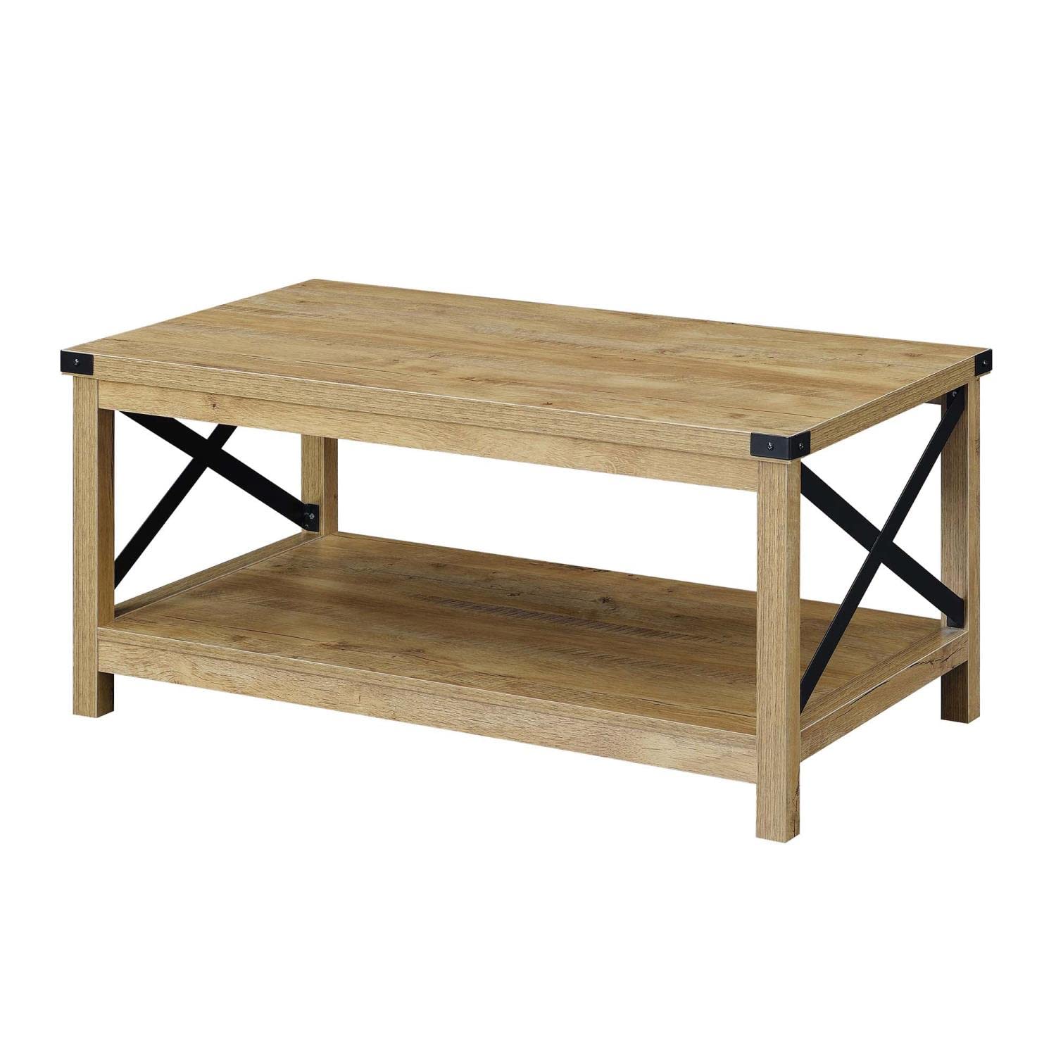 TABLE | Durango Coffee Table with Shelf | Industrial Farmhouse Style | Durable Particleboard & Metal Construction | Ample Surface Area & Storage | Ergode Collection | casafoyer.myshopify.com