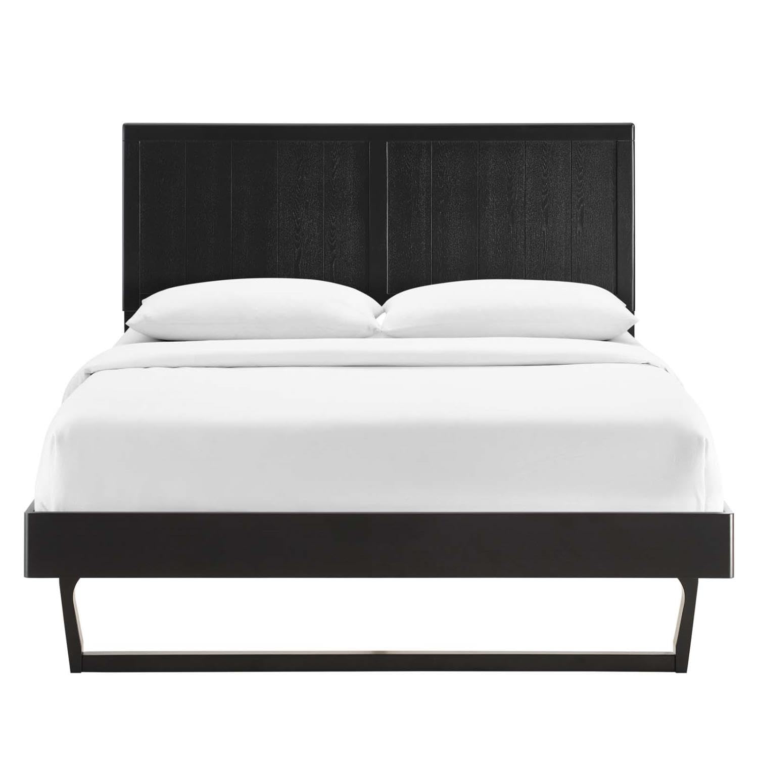 bed frames | CasaFoyer Alana Wood King Platform Bed | Modern Elegance | Mid-Century Design | Durable Construction | No Box Spring Needed | Easy Assembly | Black | casafoyer.myshopify.com