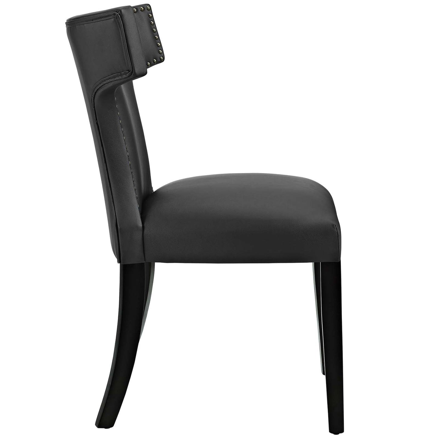 home office desk chairs | CasaFoyer Curve Dining Side Chair | Elegant Design | Nailhead Trim | Foam Padding | Vinyl Cover | Non-Marking Foot Caps | Tapered Wooden Legs | Set of 2 | Black | casafoyer.myshopify.com