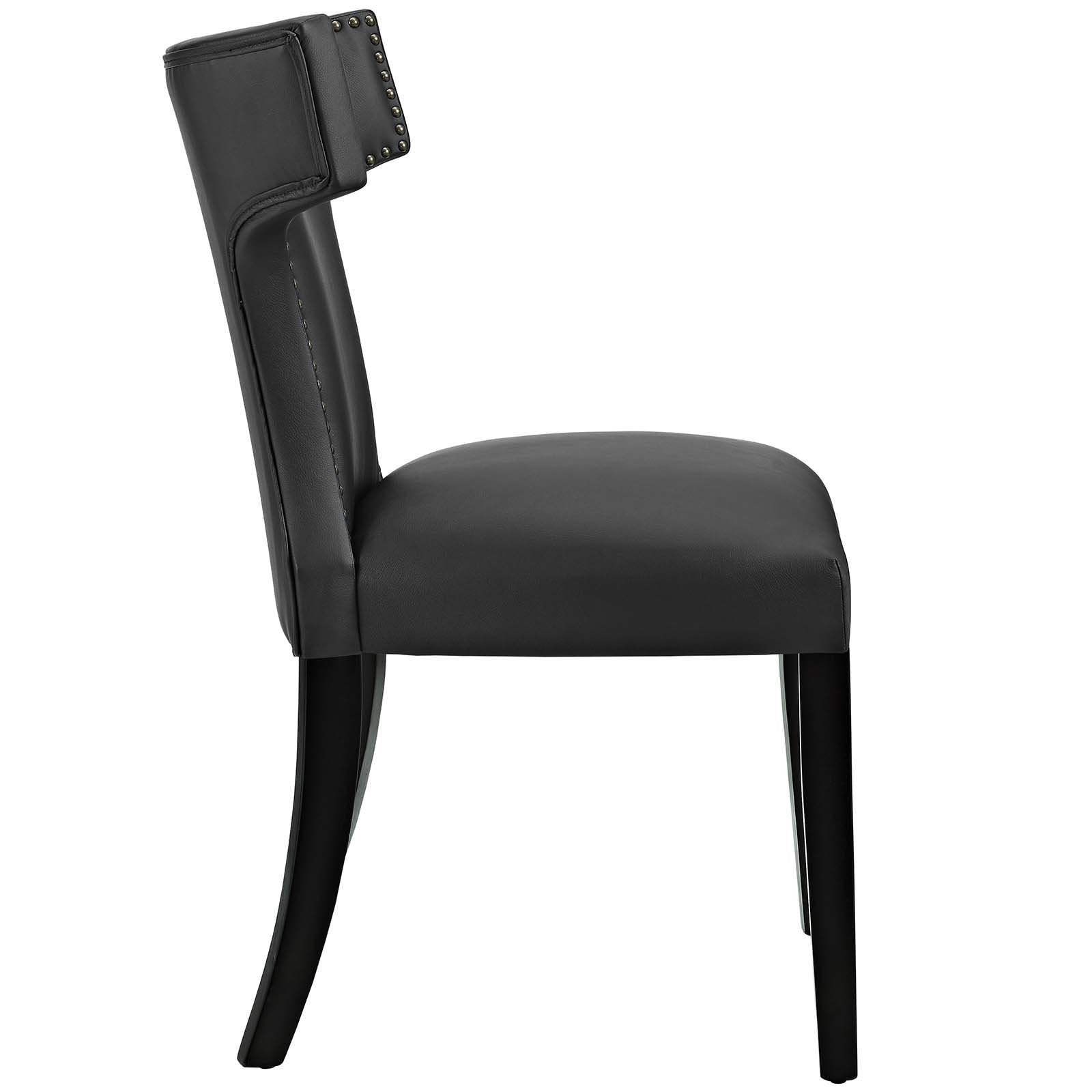 home office desk chairs | CasaFoyer Curve Dining Side Chair | Elegant Design | Nailhead Trim | Foam Padding | Vinyl Cover | Non-Marking Foot Caps | Tapered Wooden Legs | Set of 2 | Black | casafoyer.myshopify.com