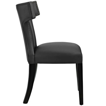 home office desk chairs | CasaFoyer Curve Dining Side Chair | Elegant Design | Nailhead Trim | Foam Padding | Vinyl Cover | Non-Marking Foot Caps | Tapered Wooden Legs | Set of 2 | Black | casafoyer.myshopify.com