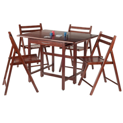 childrens table and chair sets | CasaFoyer Taylor Drop Leaf Table Set | Solid Wood | Folding Chairs | Walnut Finish | Storage Drawer | Easy Assembly | Perfect for Kitchen or Family Room | casafoyer.myshopify.com