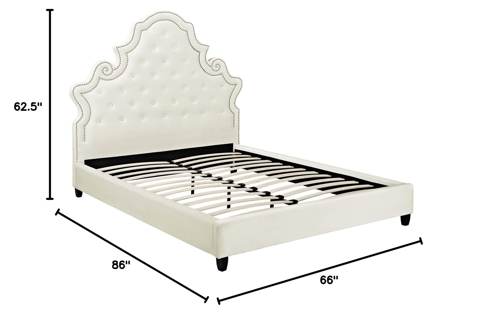 adjustable bed bases | CasaFoyer Valentina Performance Velvet Tufted Nailhead Queen Platform Bed | Elegant Ivory Design | Stain-Resistant Fabric | Ultimate Comfort | No Box Spring Needed | Supports 1322 lbs. | casafoyer.myshopify.com