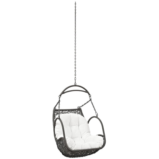 porch swings | Ergode Arbor Swing Chair | Outdoor/Indoor Hanging Swing | Synthetic Rattan Seat | Plush Cushion | Weather & UV Resistant | White | casafoyer.myshopify.com